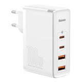 Baseus 100W PD GaN² Pro Fast Charger - Wall charger w. 2 x USB-C & 2 x USB-A - White