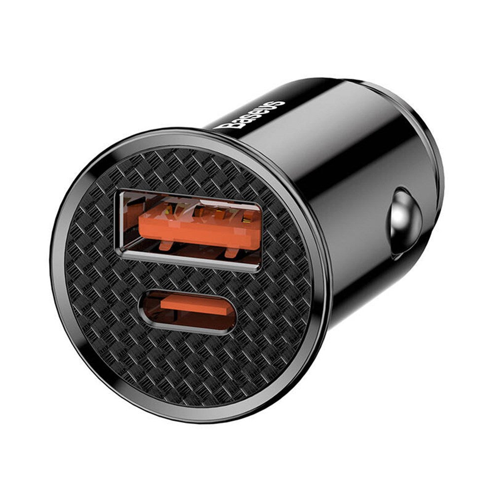 Baseus Circular 30W PD Car Charger with USB-A & USB-C - Black