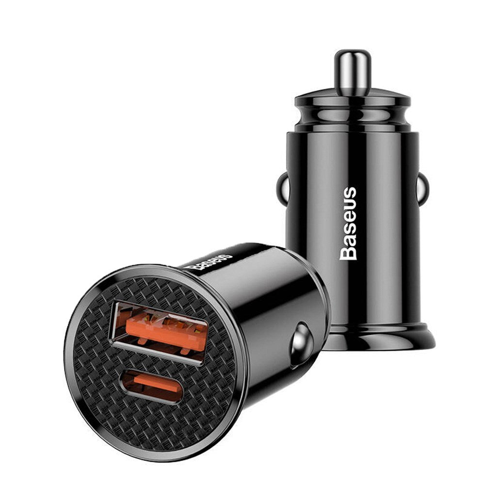 Baseus Circular 30W PD Car Charger with USB-A & USB-C - Black