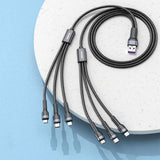 Remax RC-124 Jany Series 12W 6-in-1 Multi-cable USB-A To 2 x USB-C / Micro USB / Lightning 2m - Silver