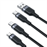 Joyroom 3-in-1 Nylon USB-C / Lightning / Micro USB Cable - 30cm - Black