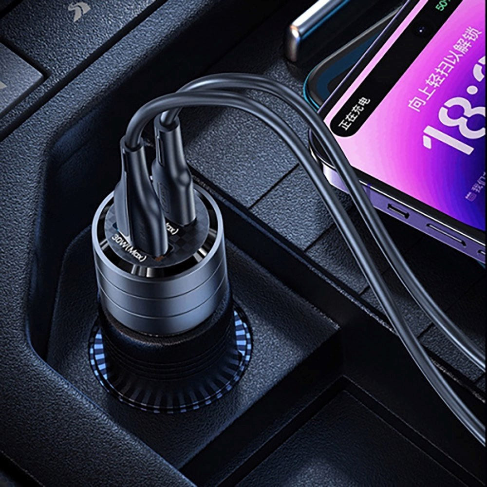 Usams Car Charger PD 95W w. USB-C & USB-A - Black