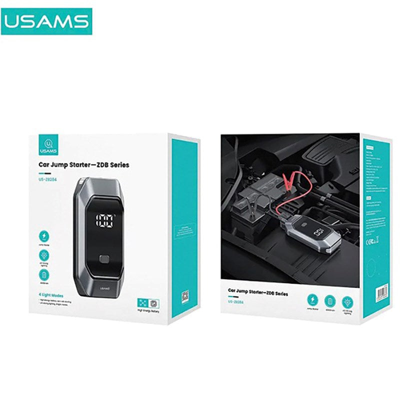 USAMS US-ZB284 15W Powerbank with Jump Starter Cables for Car 8.000 mAh USB-C - Gray