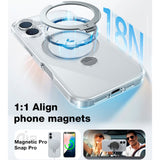 TORRAS iPhone 16 Plus Hybrid Plastic Case with Stand Function - MagSafe Compatible - Transparent