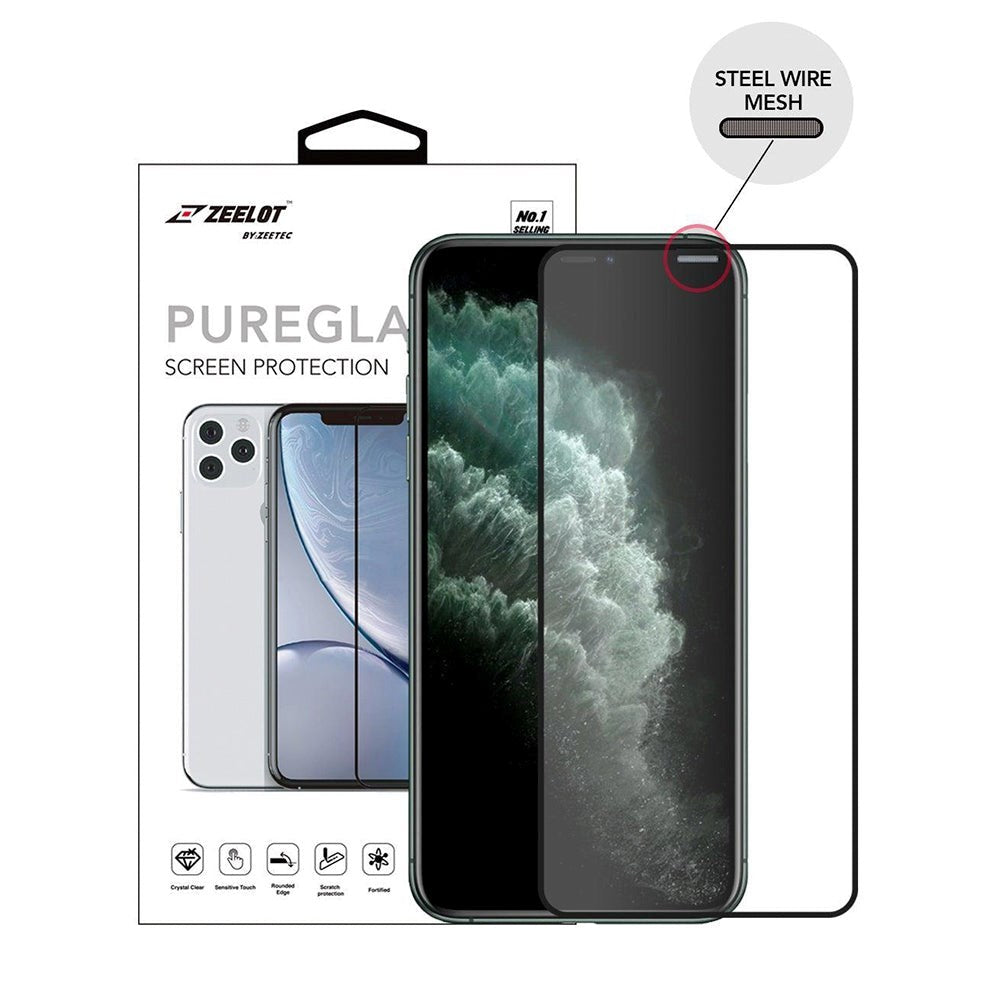 iPhone 12 / 12 Pro Zeelot PureGlass Anti Glare Tempered Glass Shame Protection - Case Friendly - Black Edge