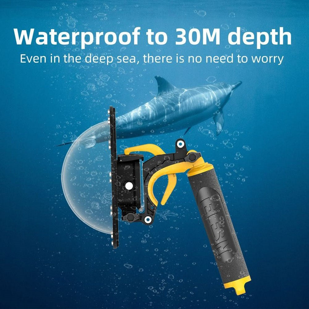 TELESIN Waterproof Dome Case with Handle for GoPro Hero 9 / 10 / 11 / 12 / 13 - Transparent / Black