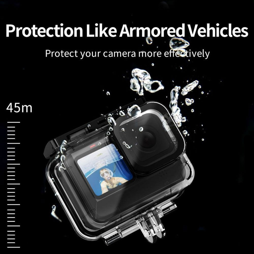 TELESIN Waterproof Case for GoPro Hero 9 / 10 / 11 / 12 / 13 - Transparent / Black