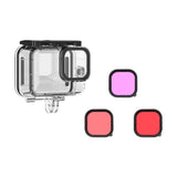 TELESIN Waterproof Case for GoPro Hero 9 / 10 / 11 / 12 / 13 - incl. 3 x Colored Lenses - Transparent / Black