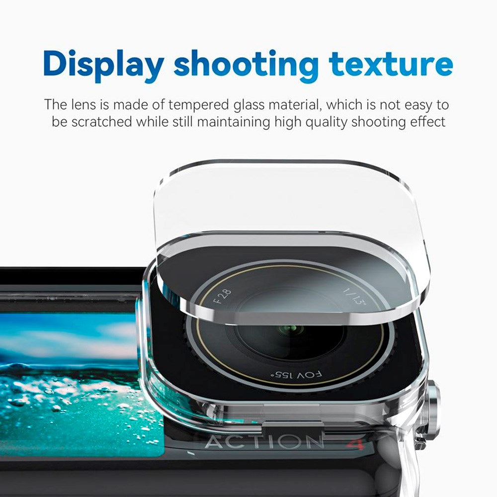 TELESIN Waterproof Case for DJI Osmo Action 3 / 4 / 5 Pro - Transparent / Black
