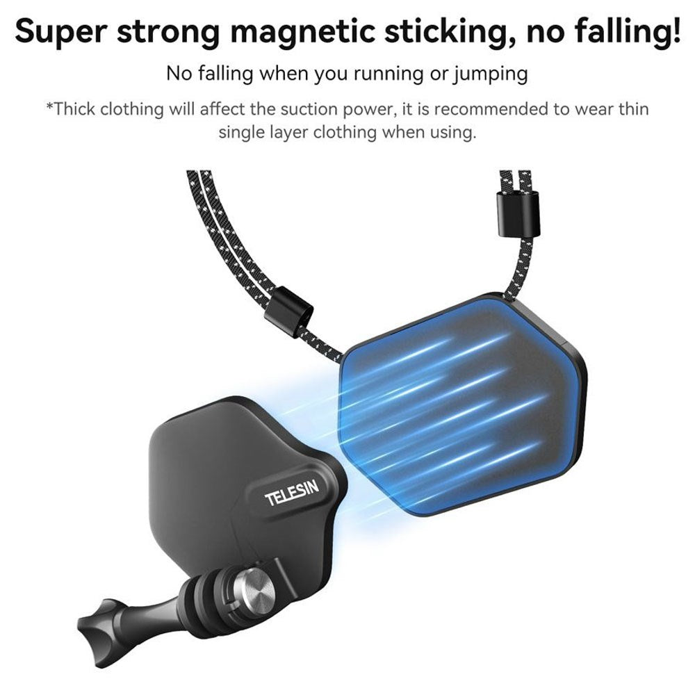 TELESIN Hidden Magnetic Holder for Action Camera - incl. Reusable Sticker - Black