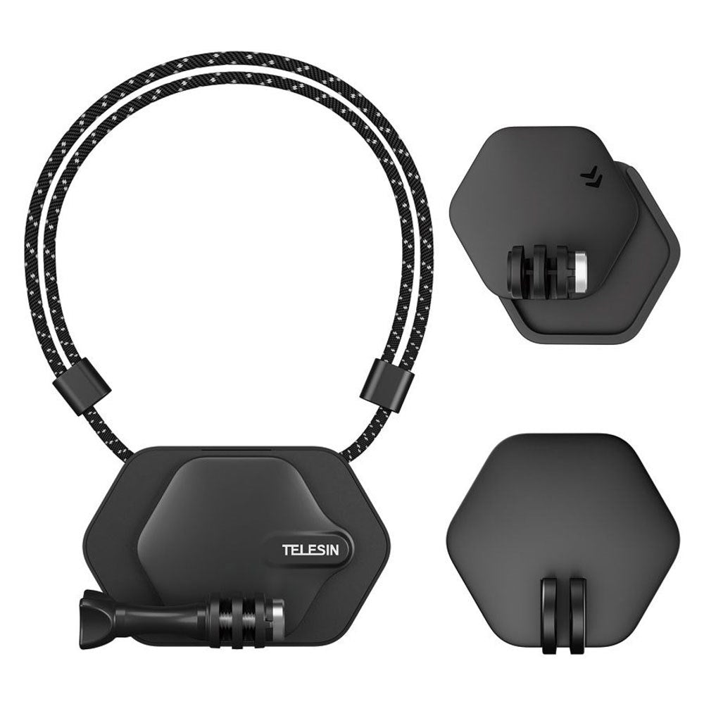 TELESIN Hidden Magnetic Holder for Action Camera - incl. Reusable Sticker - Black