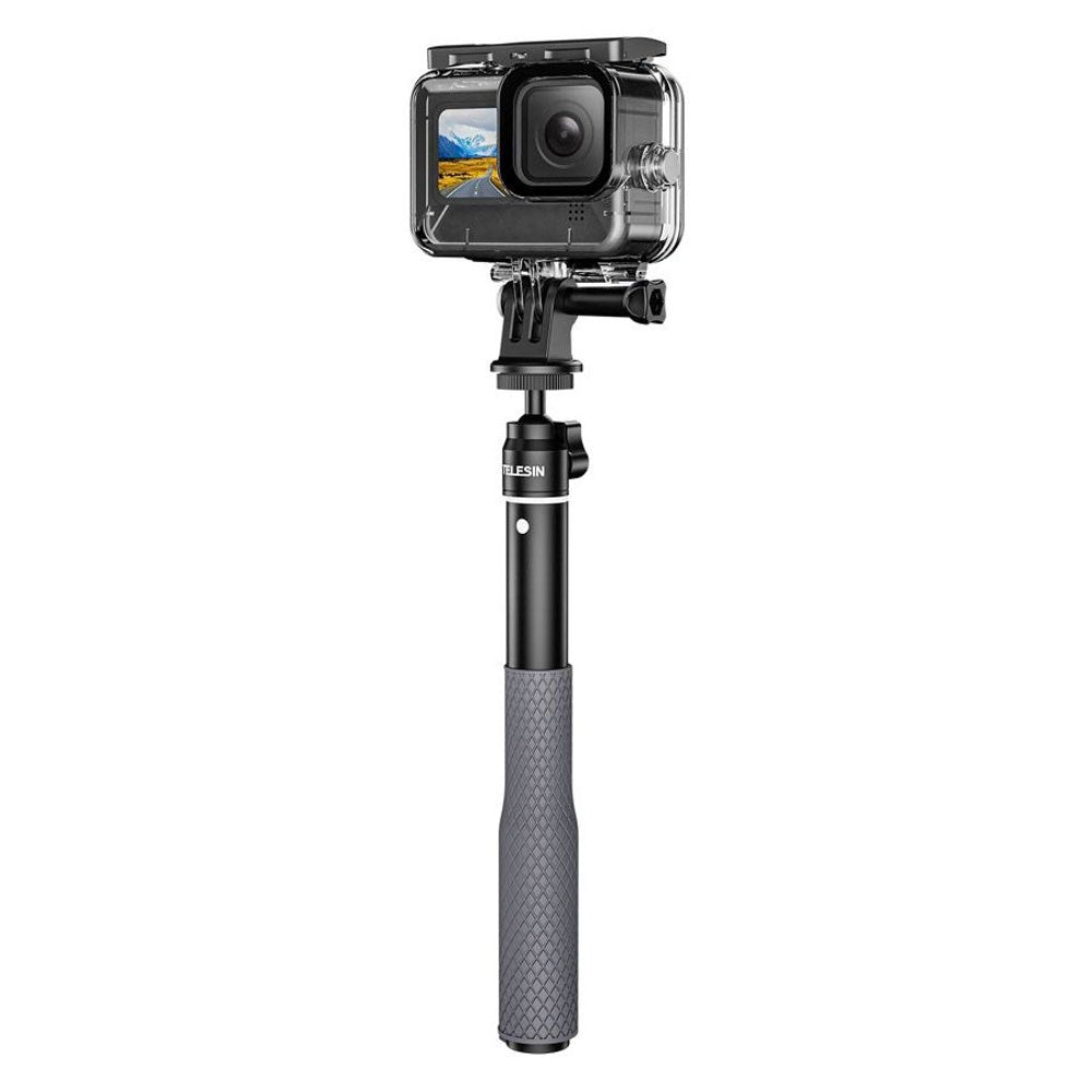 TELESIN Waterproof Selfie Stick with 360 Rotatable Joint - Black / Gray