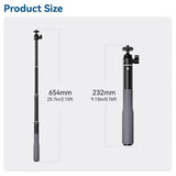 TELESIN Waterproof Selfie Stick with 360 Rotatable Joint - Black / Gray