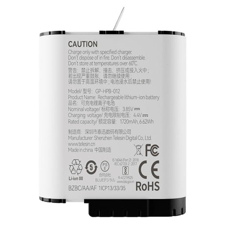 TELESIN Stamina Battery for GoPro Hero 9 / 10 / 11 / 12 - White