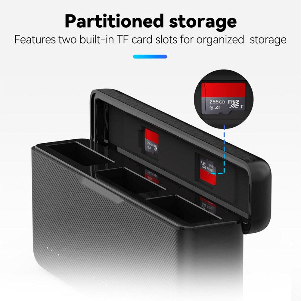 TELESIN Battery Charging Case for DJI Osmo Action 3 / 4 / 5 Pro - Black