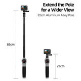 TELESIN Underwater Selfie Stick with Built-In Remote for GoPro Hero 8 / 9 / 10 / 11 / 12 / 13 - Grey / Black