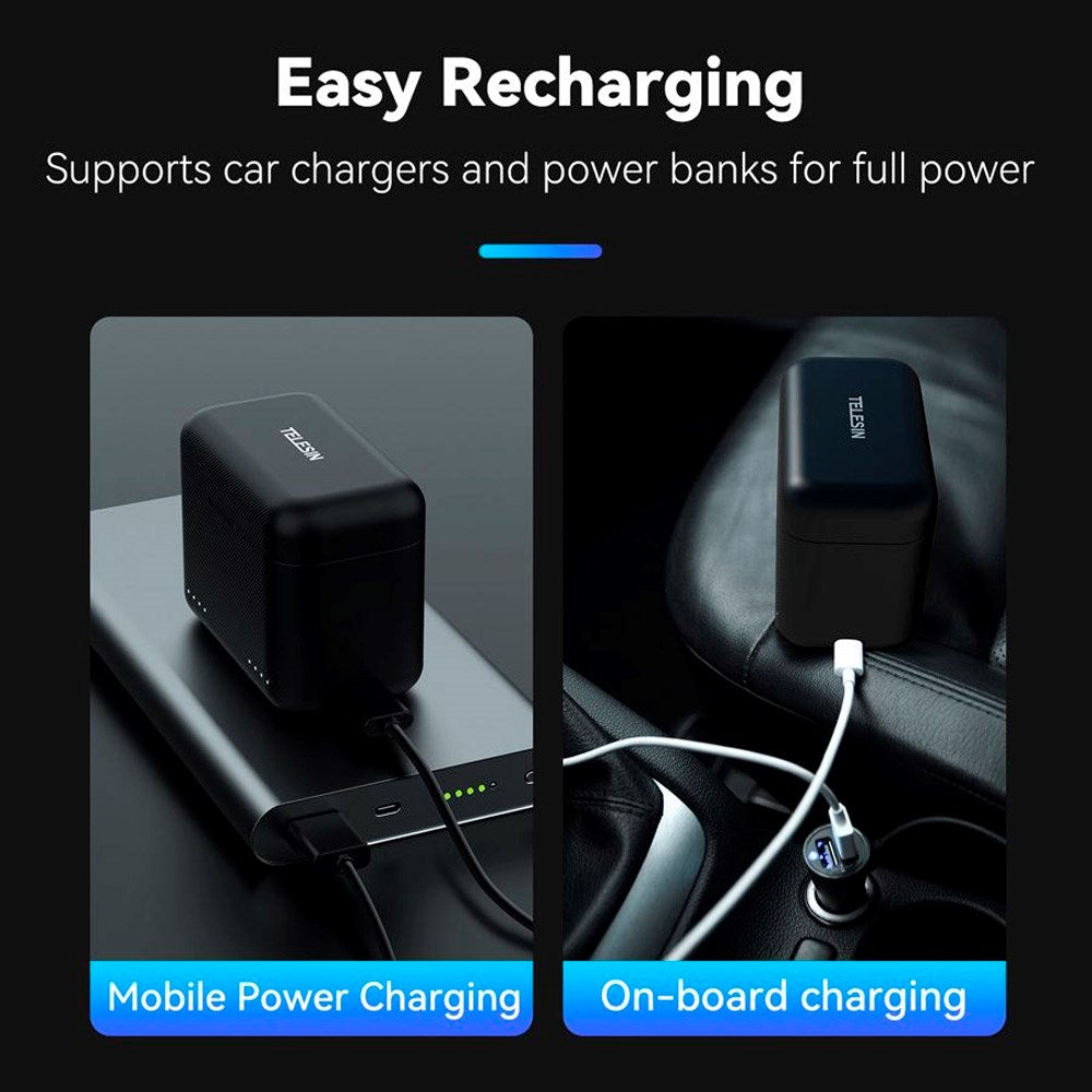 TELESIN Battery Charging Case for Insta360 X4 - Black