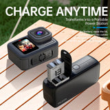 TELESIN PowerBank Battery Charger for GoPro Hero 13 & Smartphones - Black