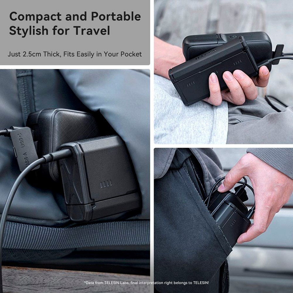 TELESIN Battery Charging Case & 2x Stamina Battery Kit for GoPro Hero 13 - Black