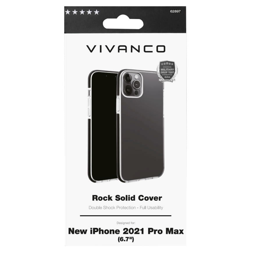 iPhone 13 Pro Max Vivanco Rock Solid Case - Transparent & Black