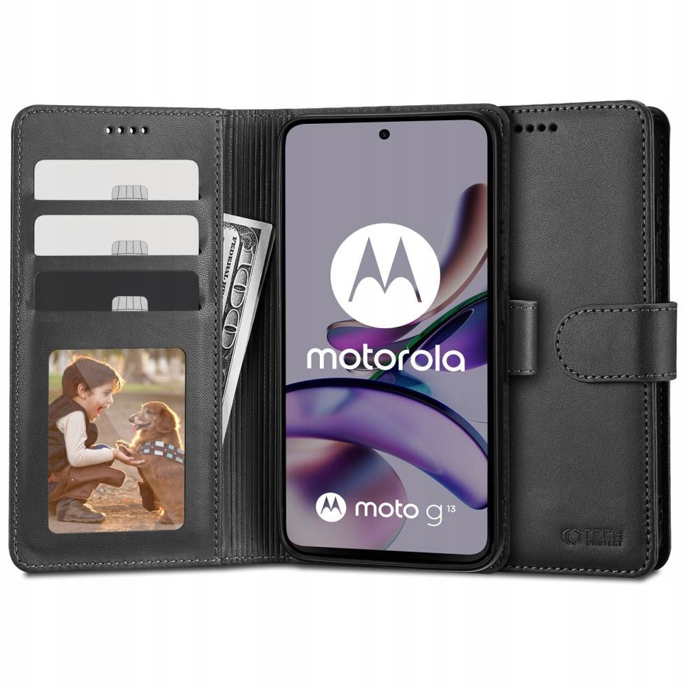 Motorola Moto G13 / G23 / G53 Tech-Protect Flip Case with Wallet - Black