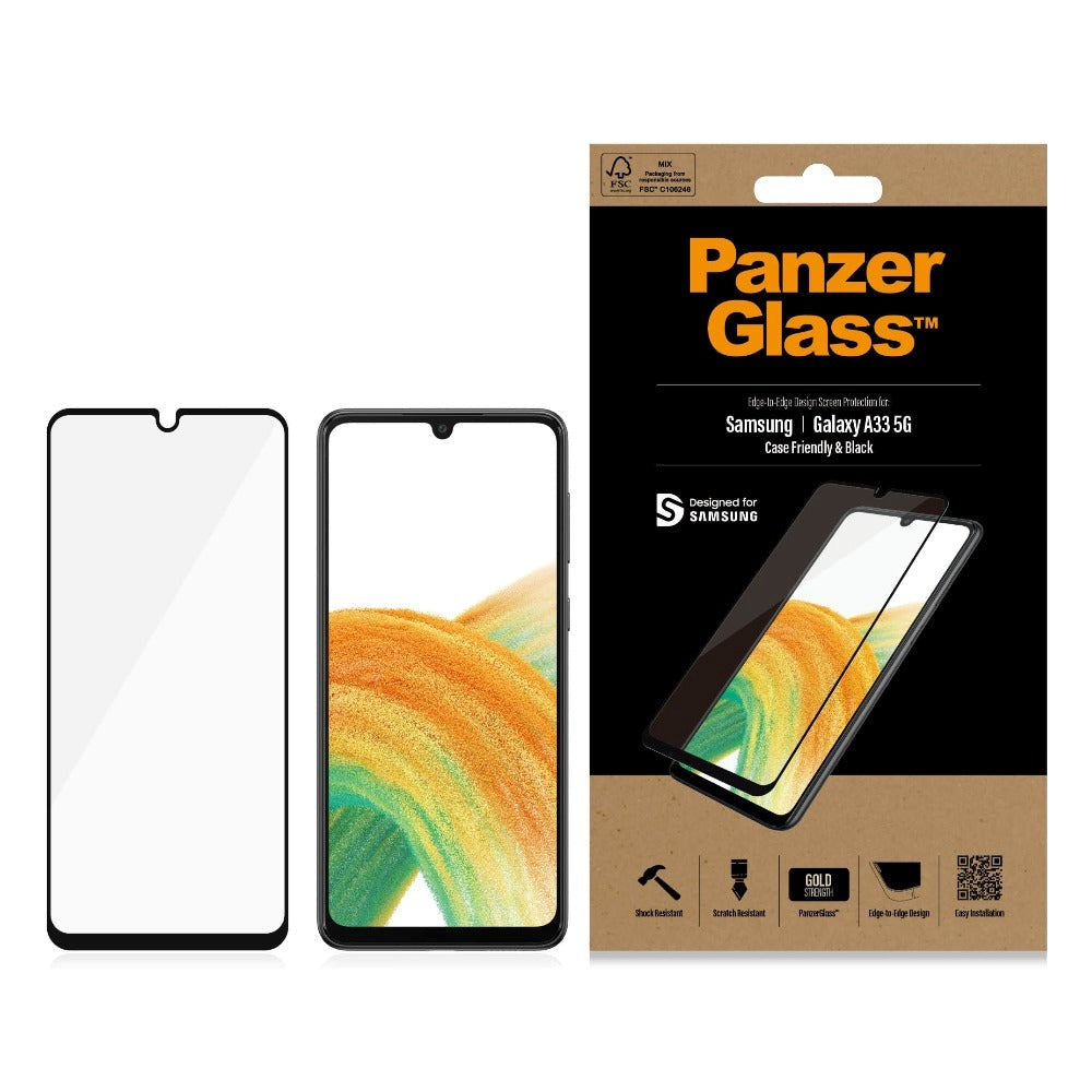 Samsung Galaxy A33 (5G) PanzerGlass Edge-to-Edge Screen Protector - Case-Friendly - Black Edge