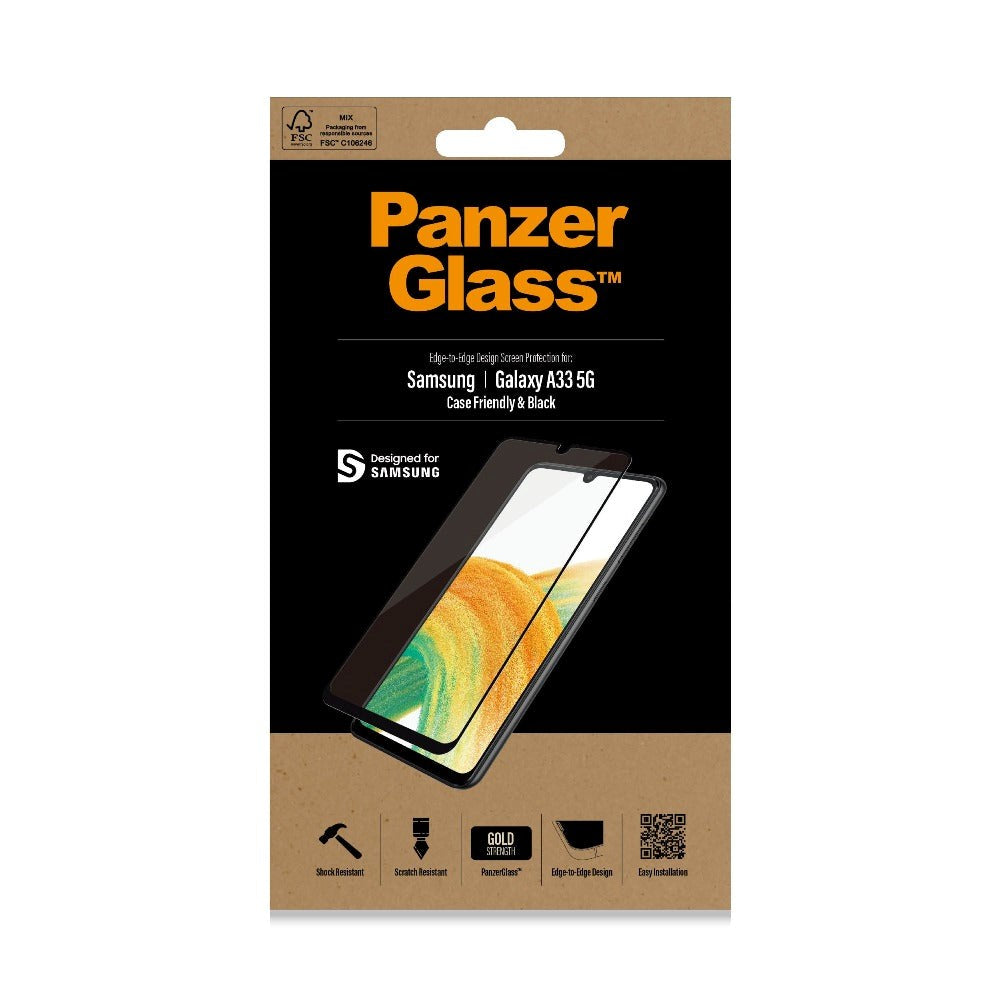 Samsung Galaxy A33 (5G) PanzerGlass Edge-to-Edge Screen Protector - Case-Friendly - Black Edge