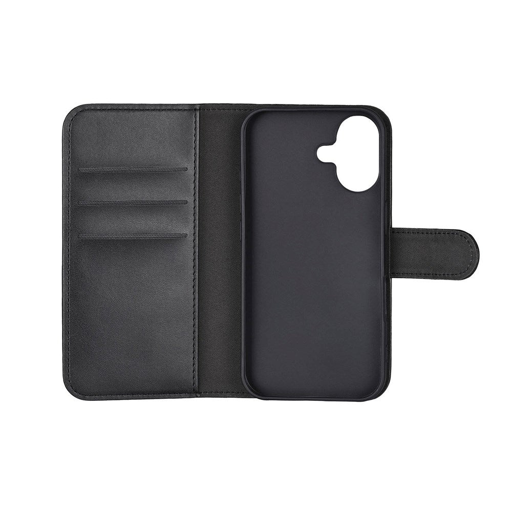 iPhone 16 Classic Wallet Flip Case with Stand Function - Black