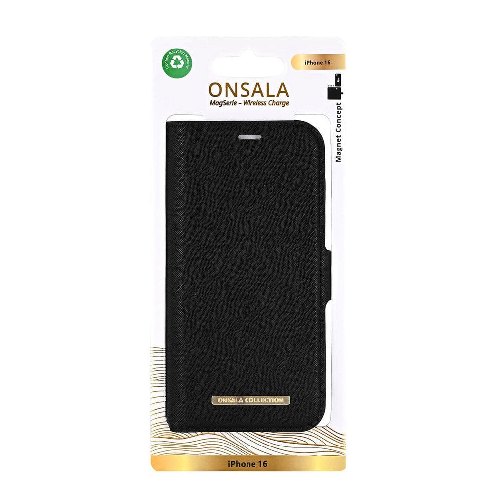 GEAR ONSALA iPhone 16 ECO Flip Cover with Wallet - MagSafe Compatible - Black