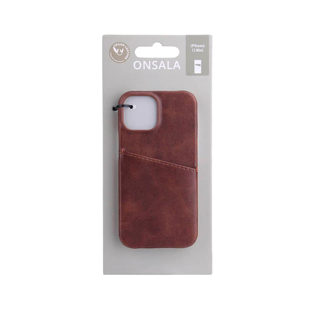 iPhone 13 Mini GEAR Onsala Collection Leather Case w. Card pocket - Brown