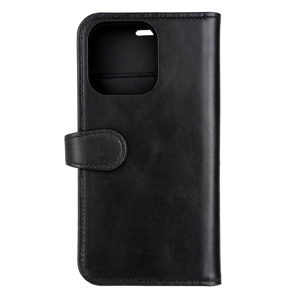 iPhone 14 Pro Buffalo Wallet Genuine Leather Magnet Wallet Case - Black