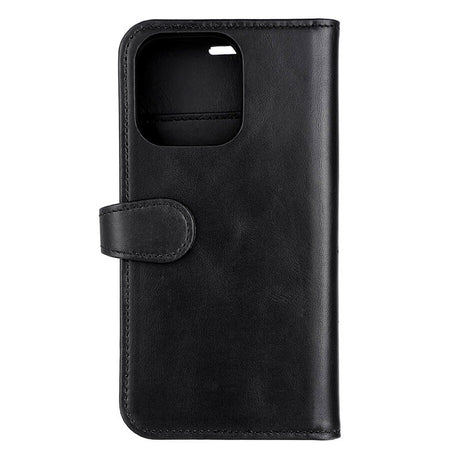 iPhone 14 Pro Buffalo Wallet Genuine Leather Magnet Wallet Case - Black