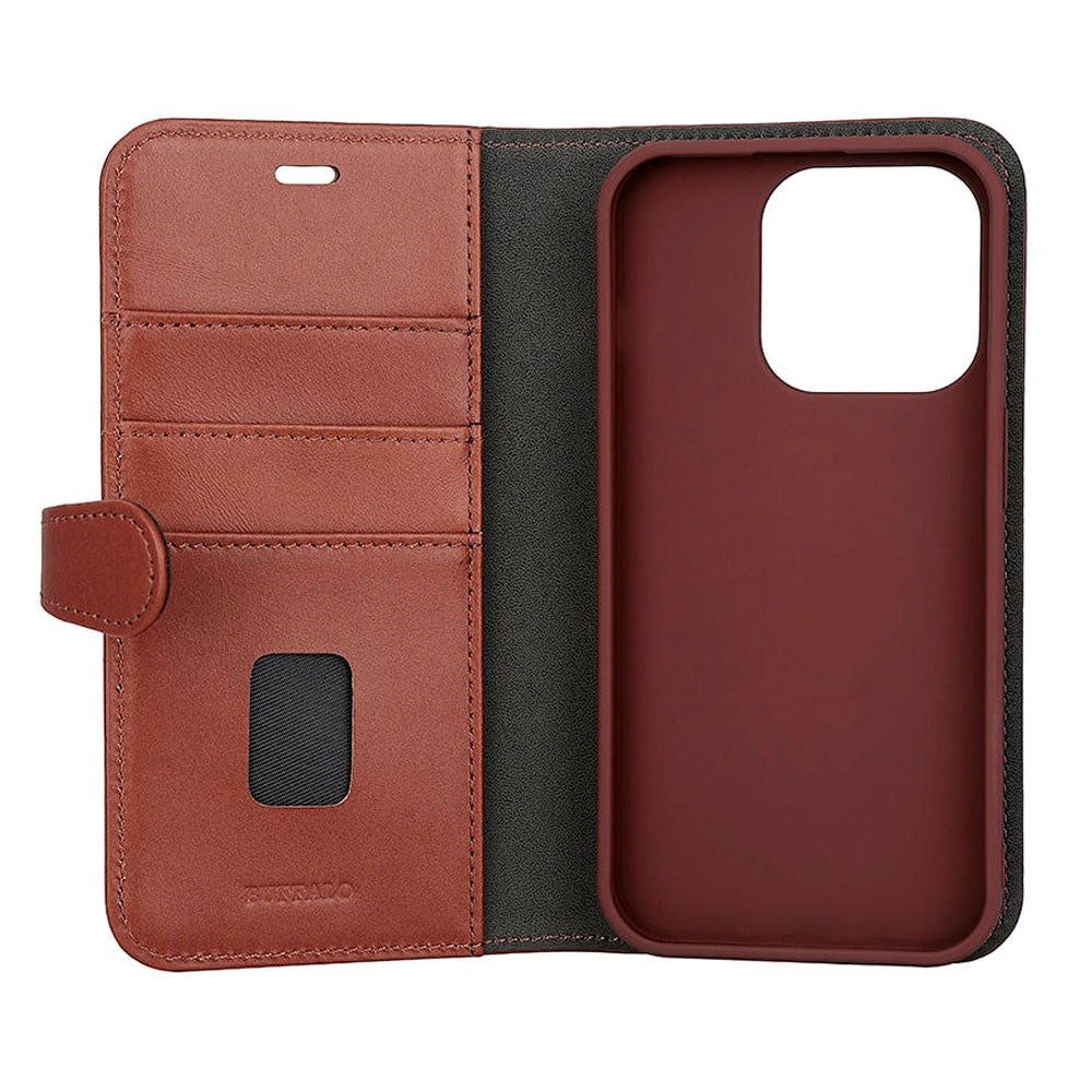 iPhone 15 Pro GEAR Buffalo 2-in-1 Wallet Genuine Leather Magnet Flip Case with Wallet - Brown