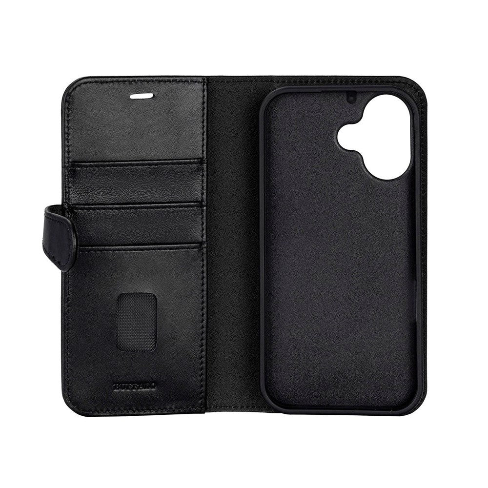 iPhone 17 Buffalo 2-in-1 Genuine Leather Flip Case - Black