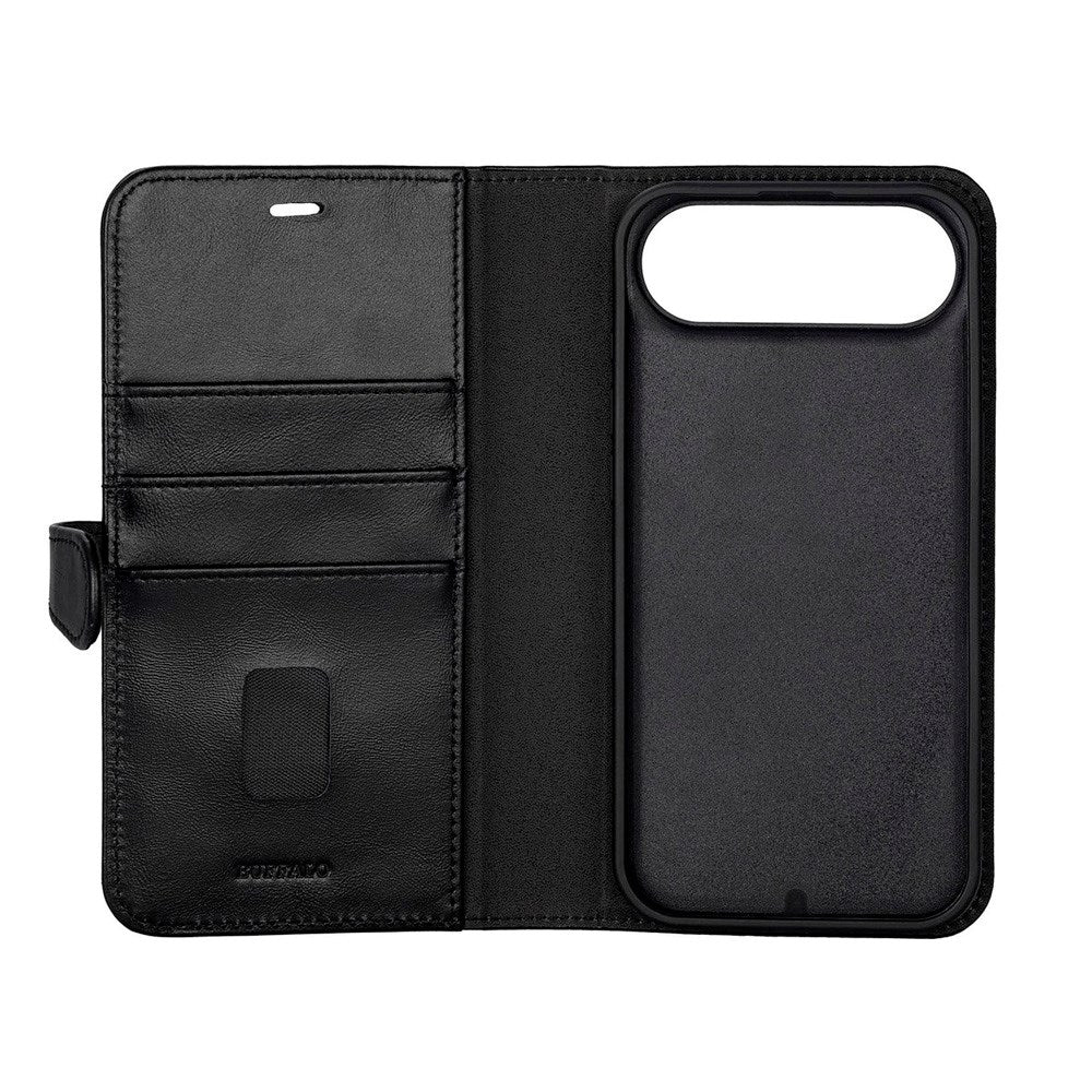 iPhone Air Buffalo 2-in-1 Genuine Leather Flip Case - Black