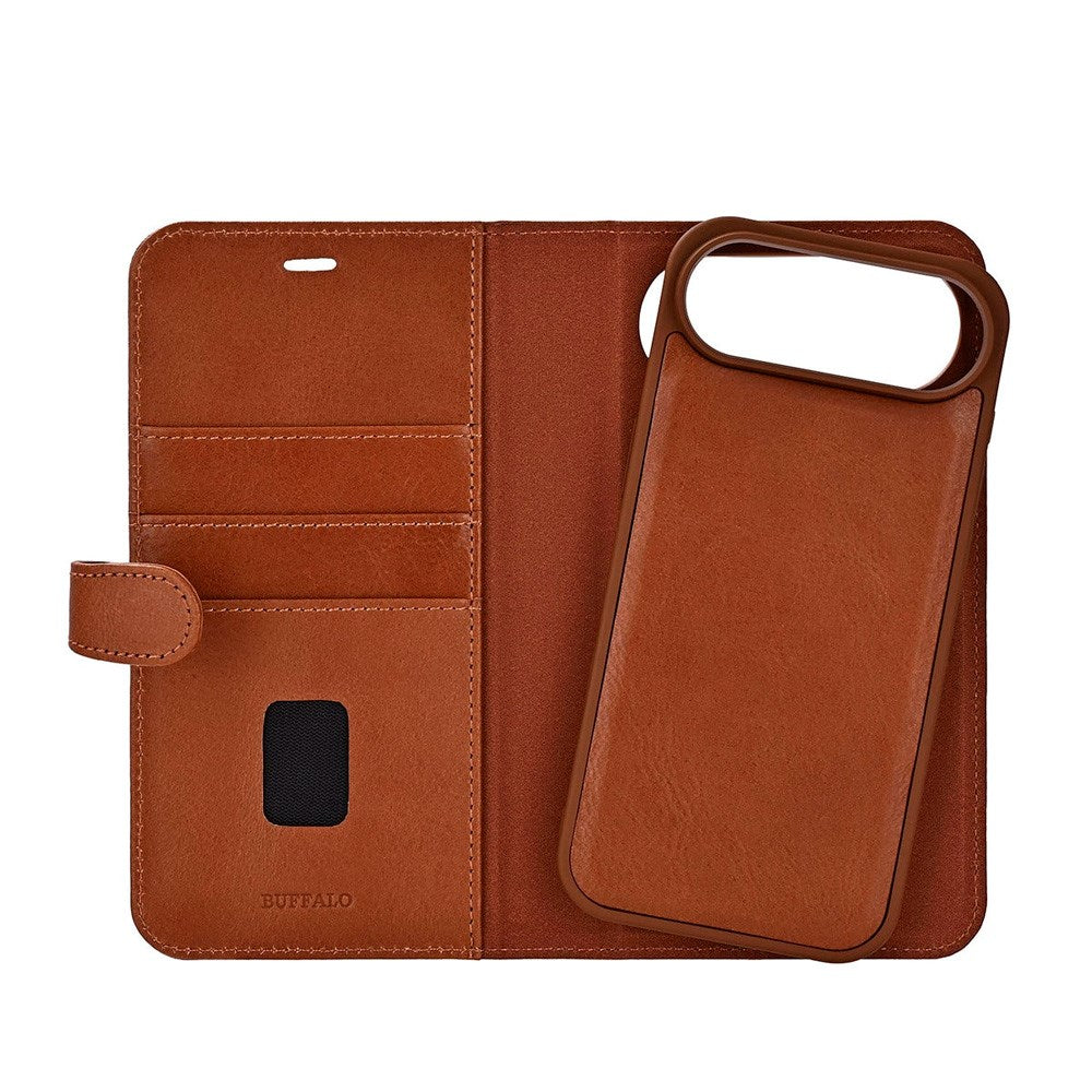 iPhone Air Buffalo 2-in-1 Genuine Leather Flip Case - Brown