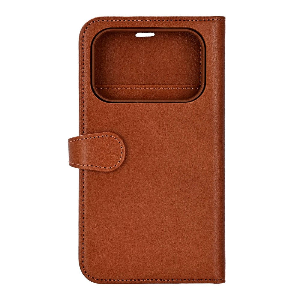 iPhone 17 Pro Buffalo 2-in-1 Genuine Leather Flip Case - Brown