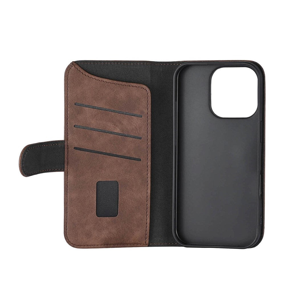 iPhone 16 Pro GEAR Wallet - Leather Case w. Wallet for 3 Cards - MagSafe Compatible - Brown