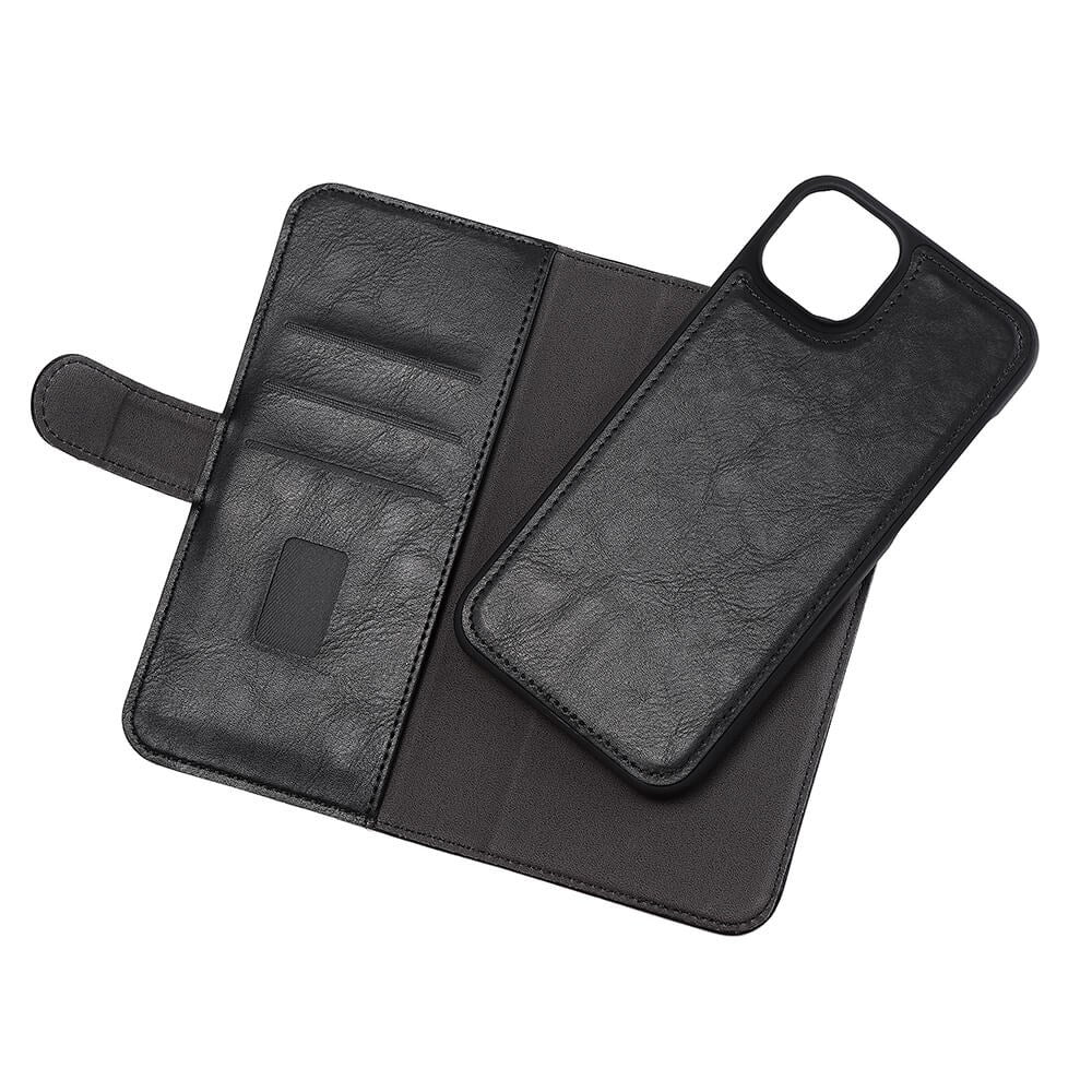 iPhone 14 Plus GEAR Wallet - Leather Flip 2-in-1 Case with Wallet 3 Cards - Black