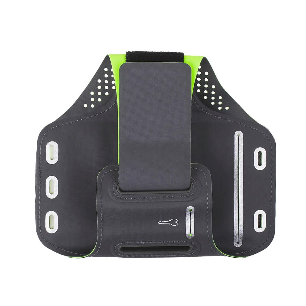 GEAR Universal Running Armband for Mobile with Pocket for Key & Reflective Edge (Max. Mobile: 70 x 145mm) - Grey / Green