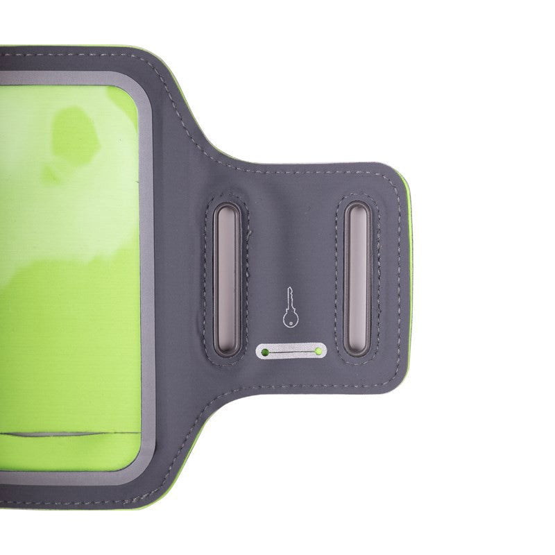 GEAR Universal Running Armband for Mobile with Pocket for Key & Reflective Edge (Max. Mobile: 70 x 140mm) - Grey / Green