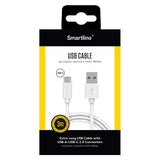 Smartline (3A/15W) USB2.0 - USB-C Cable 3 w. - White