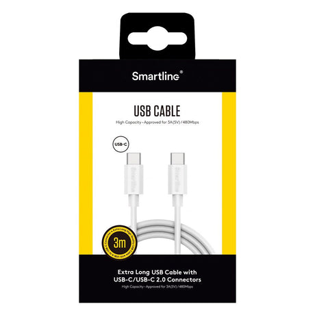 Smartline (3A/15W) USB-C to USB-C Cable 3 m. - White