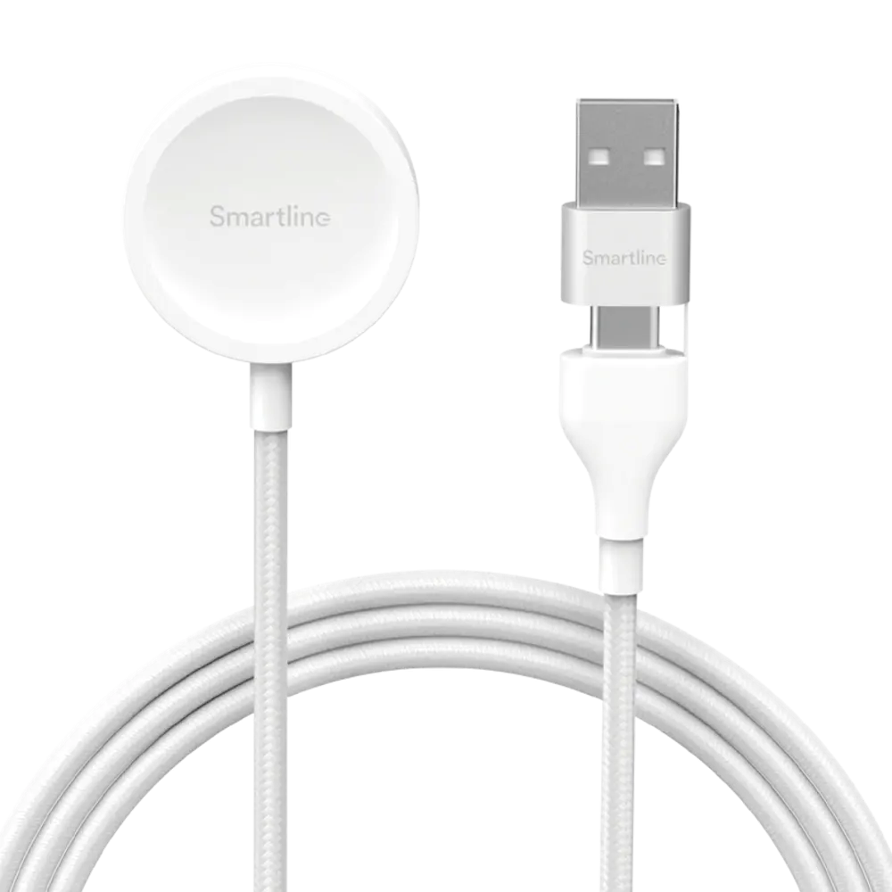 Smartline Apple Watch Charger with 2-in-1 USB-A & USB-C - 1m - White