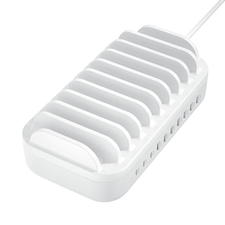 Deltaco Docking Station 10 Port 120W w. 7 x USB-A & 3 x USB-C - White