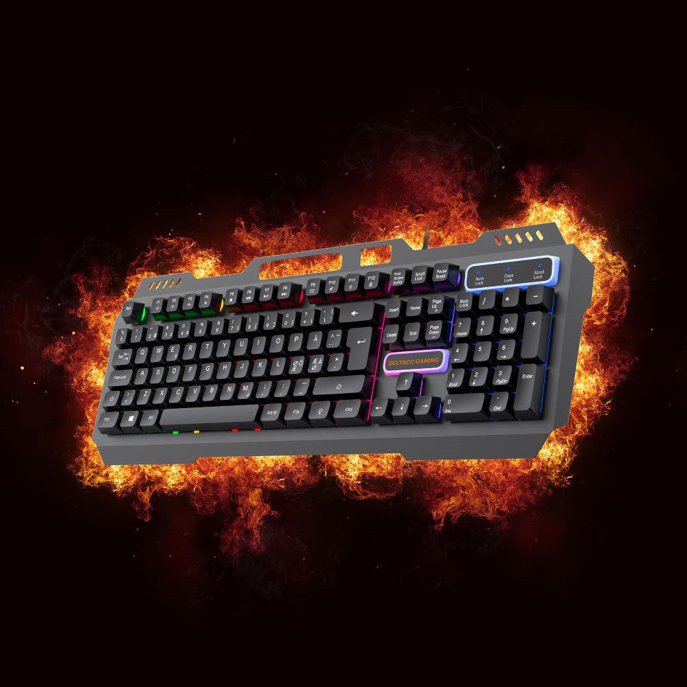 Deltaco DK130 Gaming Keyboard with RGB Lighting - Nordic Layout - Black