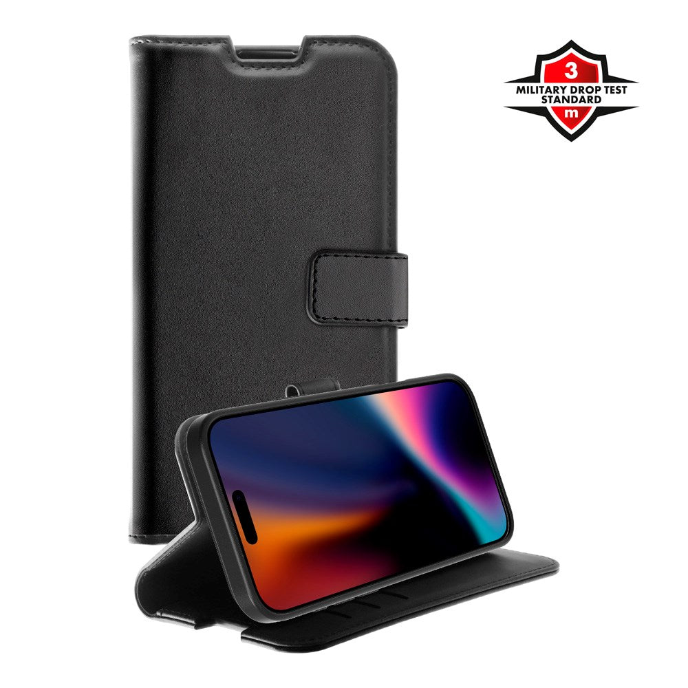X2O iPhone 17 Pro Max Classic Wallet Flip Case - Card Holder & Stand Function - Black