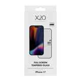 X2O iPhone 17 9H Tempered Glass Screen Protector - incl. Mounting Frame - Transparent / Black Edge