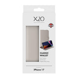 X2O iPhone 17 Classic Wallet Flip Case - Card Holder & Stand Function - Beige