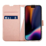 X2O iPhone 17 Classic Wallet Flip Case - Card Holder & Stand Function - Rose Gold